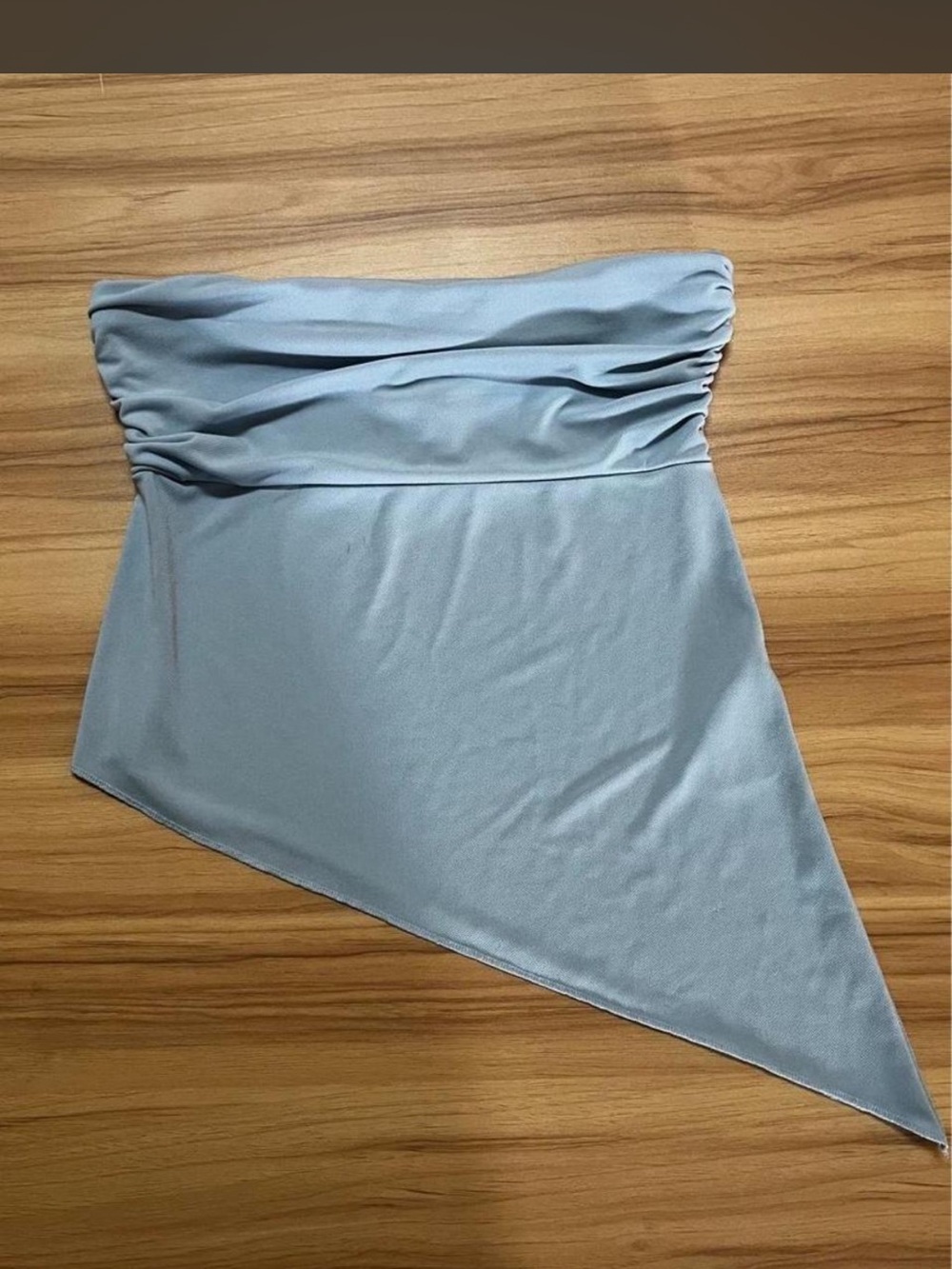 Urban Outfitters Light Blue Asymmetrical Strapless Top